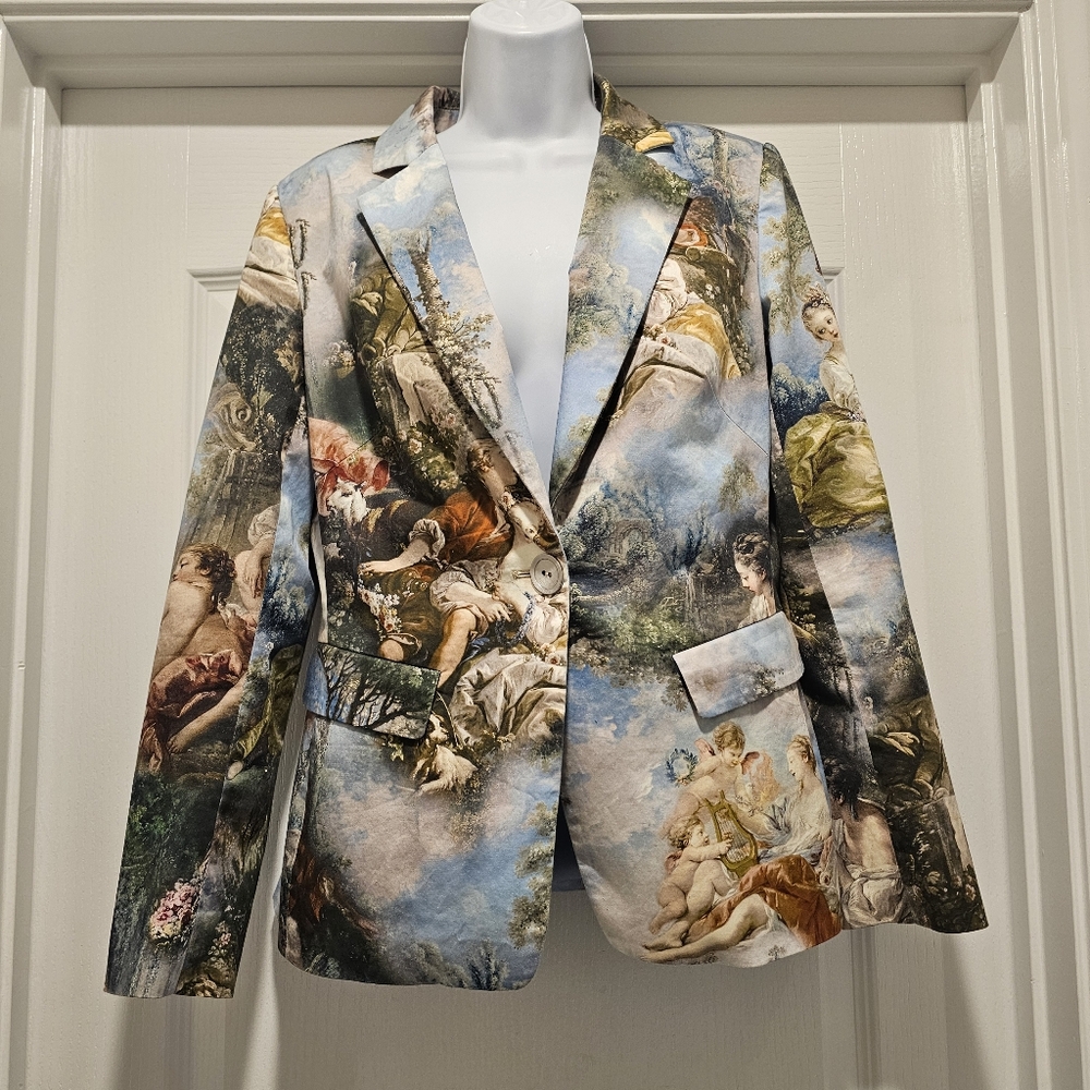 RARE Carlisle Rocco Vignettes Blazer Baroque Wearable Art Cherubs Spring Sz 8